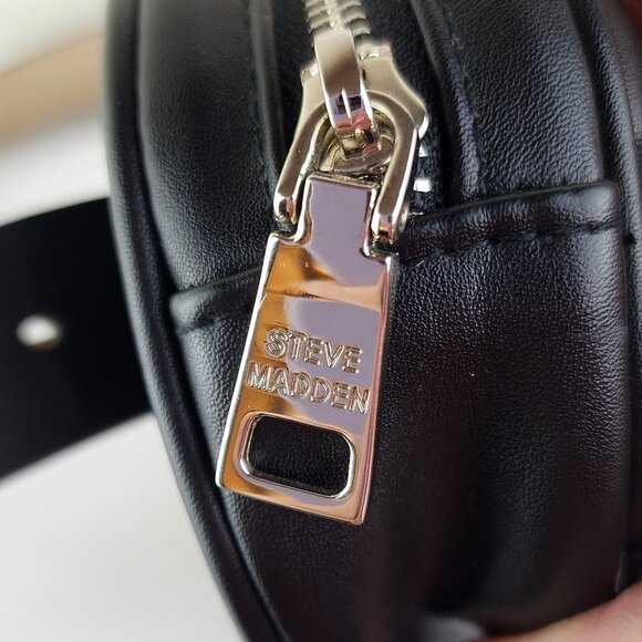 Steve Madden Black Belt Bag Fanny Pack Waist Diamond Weave NWOT - Picture 3 of 8